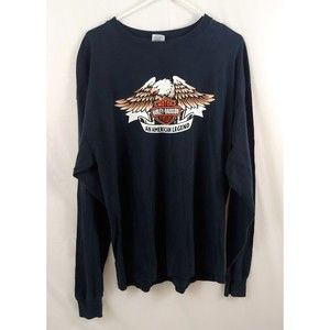 Harley Davidson Long Sleeve Shirt XL Black Ribbed Sleeve Cotton American Legend